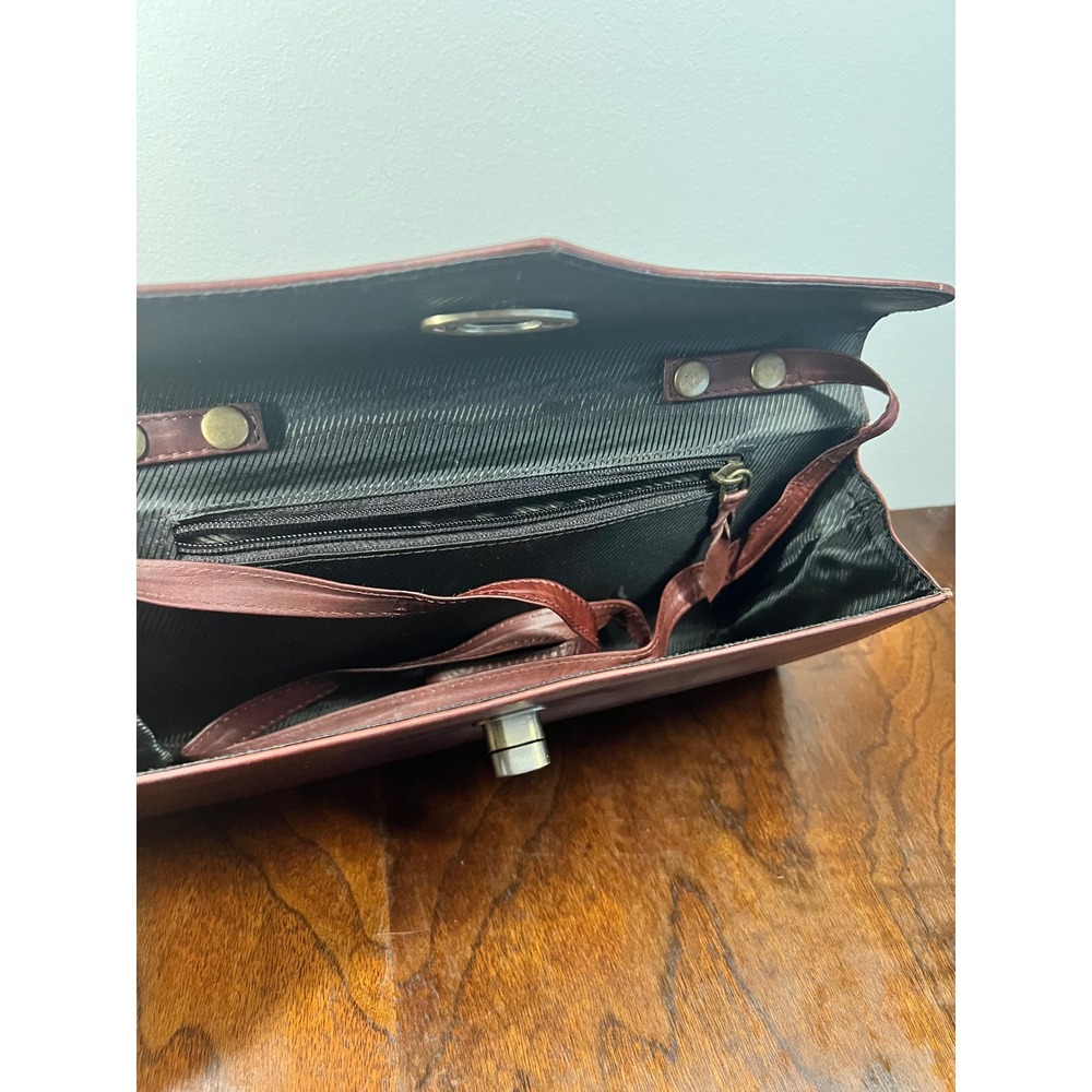 Wilson's Leather Clutch Removable Strap 90's Retro Vintage Burgundy Brown Bag - Picture 6 of 10